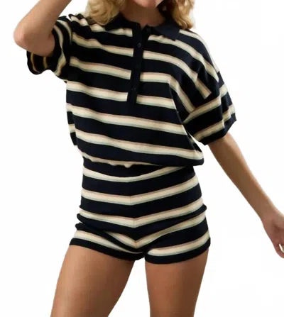 Le Lis Hannah Stripe Romper In Black In Multi