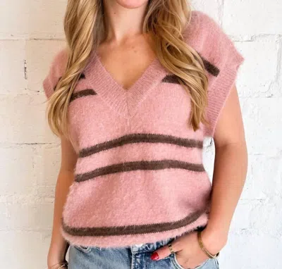 Le Lis Heart To Heart Oversized Sweater Vest In Pink