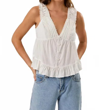 Le Lis Heirloom Lace Trim Top In White