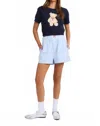 Le Lis High Waisted Boxer Shorts In Light Blue In Blue