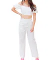 Le Lis High Waisted Long Pants In White In White