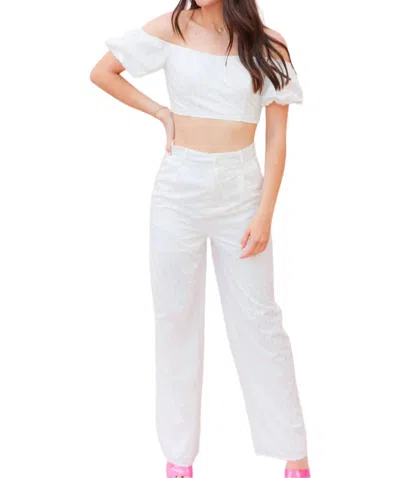 Le Lis High Waisted Long Pants In White