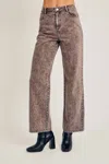 Le Lis High Waisted Wide Leg Denim Pants In Washed Brown In Multi
