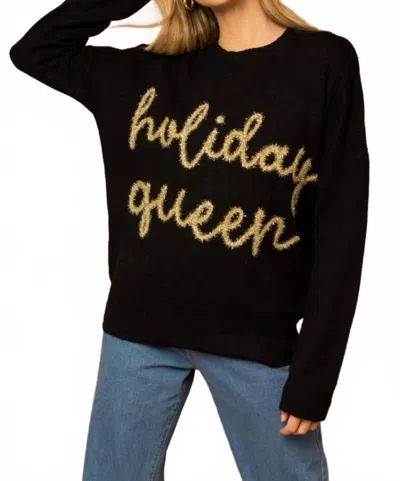 Le Lis Holiday Queen Tinsel Sweater In Black