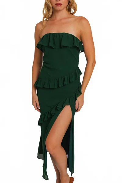 Le Lis Hollie Ruffled Tube Dress In Green