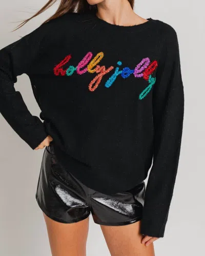 Le Lis Holly Jolly Pullover Sweater In Black
