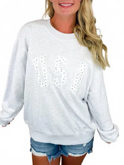 Le Lis Home Of The Brave Heathered Knit Long Sleeve Top In Grey In Gray