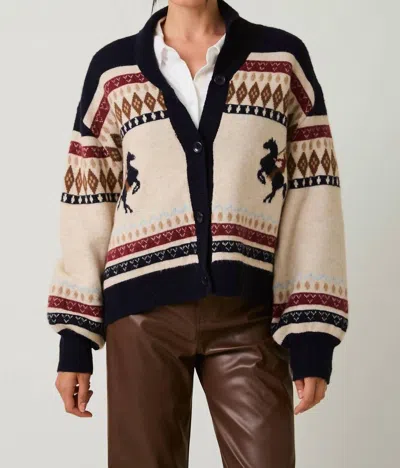 Le Lis Horse Oversized Cardigan In Beige In Neutral