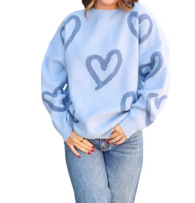 Le Lis I Love You Long Sleeve Sweater In Blue