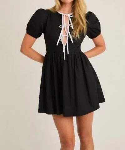 Le Lis Idealistic Contrast Hem Mini Dress In Black