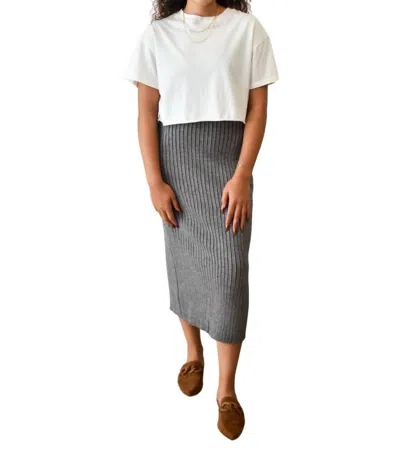 Le Lis Inez Knit Midi Skirt In Grey