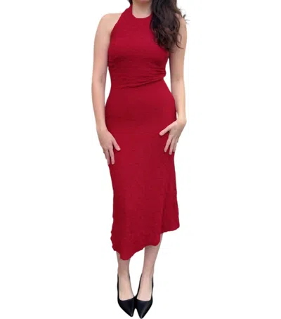 Le Lis Invite Only Halter Dress In Burgundy In White