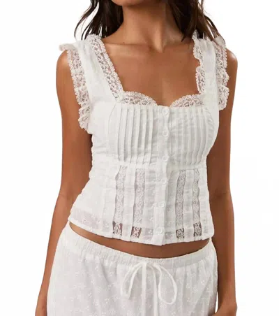 Le Lis Juliette Eyelet Lace Tank Top In White