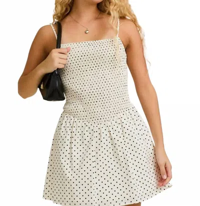 Le Lis Kendall Polka Dot Mini Dress In Cream/black Dot In Neutral