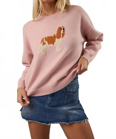 Le Lis King Charles Spaniel Graphic Sweater In Pink