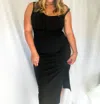 Le Lis Kira Twisted Shoulder Midi Dress In Black