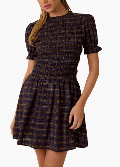 Le Lis Laura Midi Dress In Fall Plaid In Brown