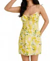 Le Lis Lemon Shirred Neck Low Waist Mini Dress In Yellow In Yellow