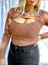 Le Lis Leo Cut Out Bodysuit In Rust