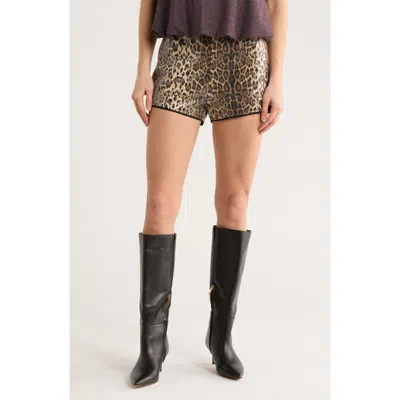 Le Lis Leopard Sequin Micro Shorts In Brown
