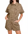 Le Lis Leopard Short Romper In Taupe Brown In Neutral