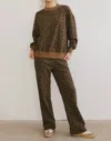 Le Lis Leopard Sweat Set In Brown/ Black
