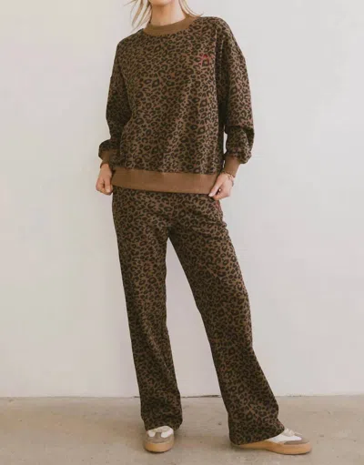 Le Lis Leopard Sweat Set In Brown/ Black