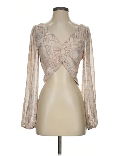 Pre-owned Le Lis Long Sleeve Blouse In Brown