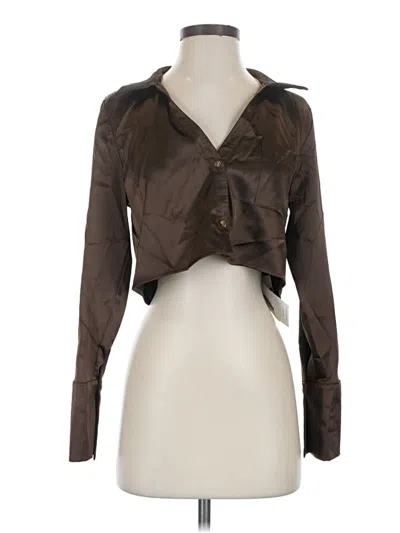 Pre-owned Le Lis Long Sleeve Blouse In Brown