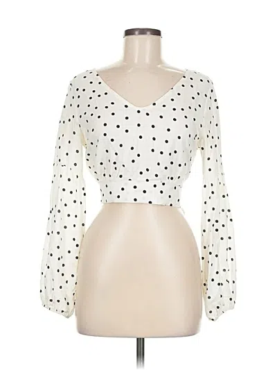 Pre-owned Le Lis Long Sleeve Blouse In White