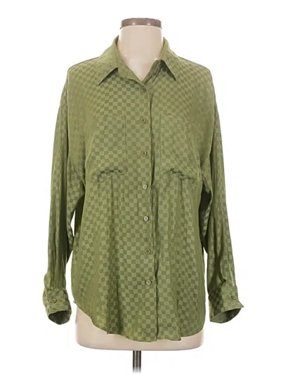 Pre-owned Le Lis Long Sleeve Button Down Shirt In Green