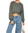 Le Lis Long Sleeve Cropped Pullover In Grey In Grey