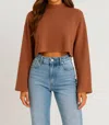 Le Lis Long Sleeve Mock Neck Top In Brown In Brown