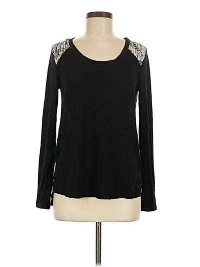 Pre-owned Le Lis Long Sleeve Top Black Scoop Neck Tops