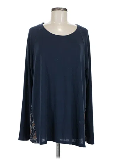Pre-owned Le Lis Long Sleeve Top Blue Crew Neck Tops