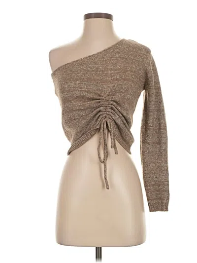 Pre-owned Le Lis Long Sleeve Top Brown One Shoulder Neckline Tops