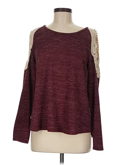 Pre-owned Le Lis Long Sleeve Top Burgundy Cold Shoulder Neckline Tops