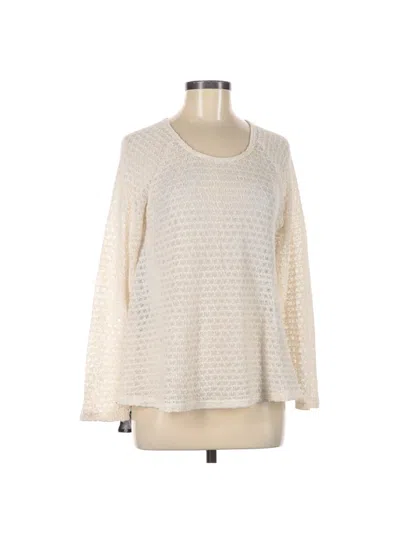 Pre-owned Le Lis Long Sleeve Top Ivory Crew Neck Tops In White