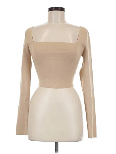 Pre-owned Le Lis Long Sleeve Top Tan Turtleneck Tops