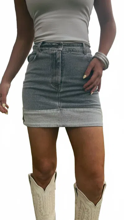 Le Lis Lorrie Mini Skirt In Blue In Gray