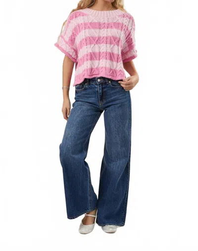 Le Lis Love Is In The Air Top In Light Pink Stripe In Brown