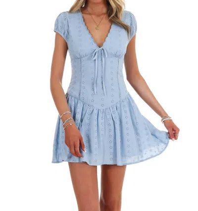 Le Lis Love Note V-neck Mini Dress In Light Blue