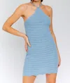 Le Lis Luka Crochet Halter Dress In Blue
