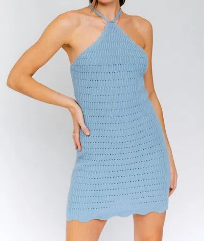 Le Lis Luka Crochet Halter Dress In Blue