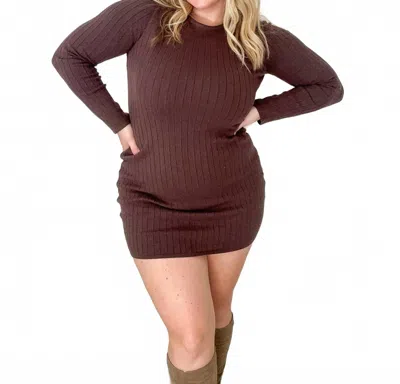 Le Lis Maren Pointelle Sweater Dress In Brown