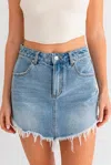 Le Lis Marin Fray Denim Skirt In Light Denim