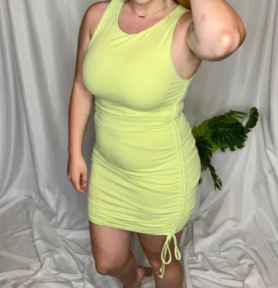Le Lis Maya Ruched Bodycon Dress In Lime In Yellow