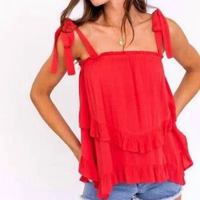 Le Lis Mckenna Ruffle Tie Top In Red