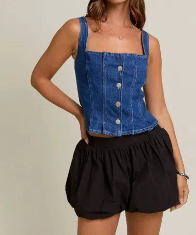 Le Lis Meghan Top In Dark Denim In Blue