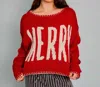 Le Lis Merry Boat Neck Crop Sweater In Red In Red